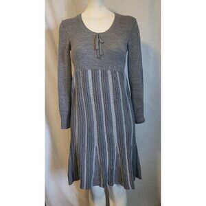 Venus Sweater Dress Size M Light & Dark Gray Long Sleeve Midi Length